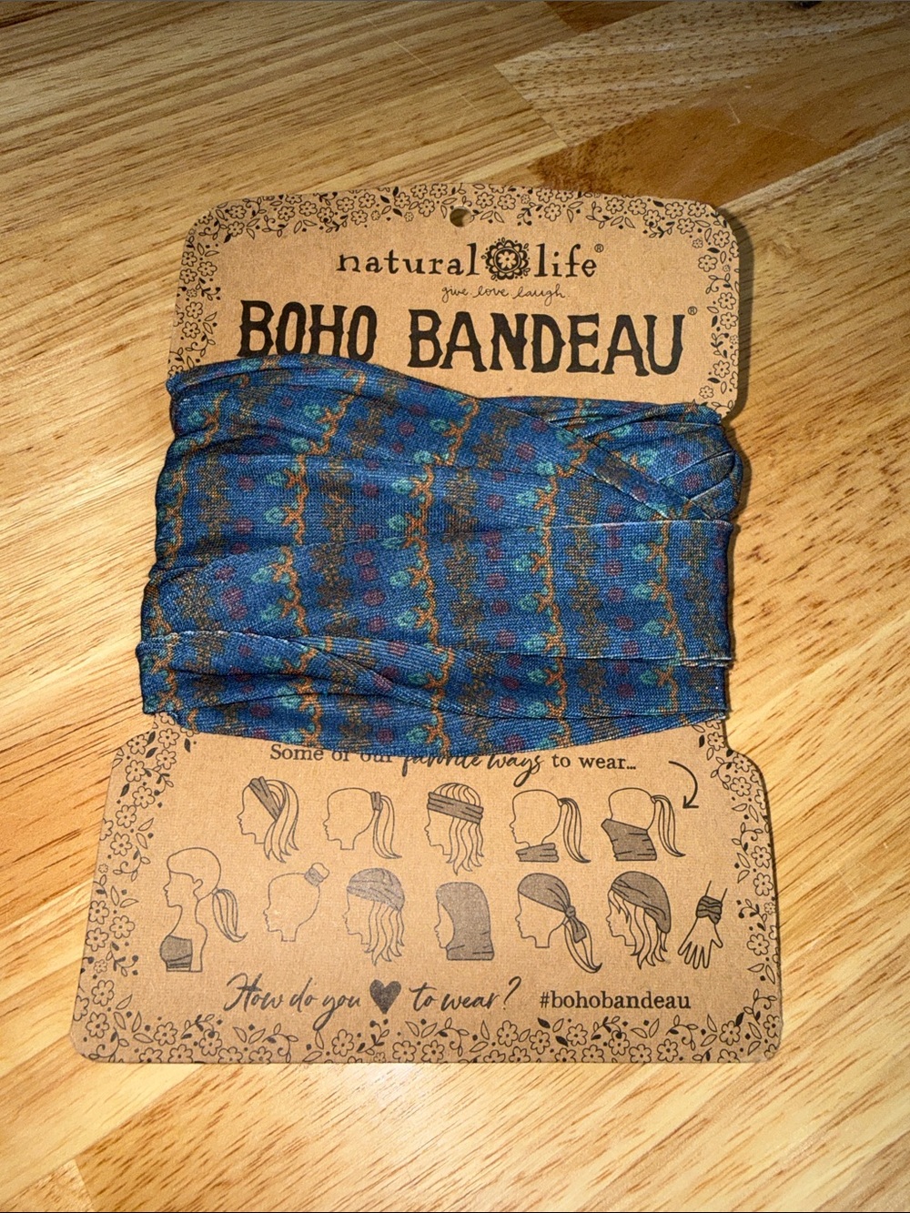 NATURAL LIFE Blue and Gold Boho Bandeau Headband